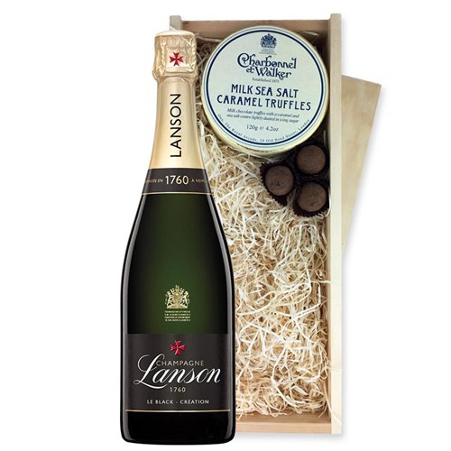 Lanson Le Black Creation Brut Champagne 75cl And Milk Sea Salt Charbonnel Chocolates Box